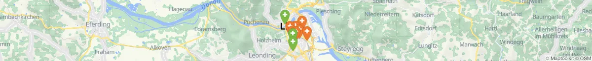 Kartenansicht für Apotheken-Notdienste in der Nähe von Kaplanhof (Linz  (Stadt), Oberösterreich)